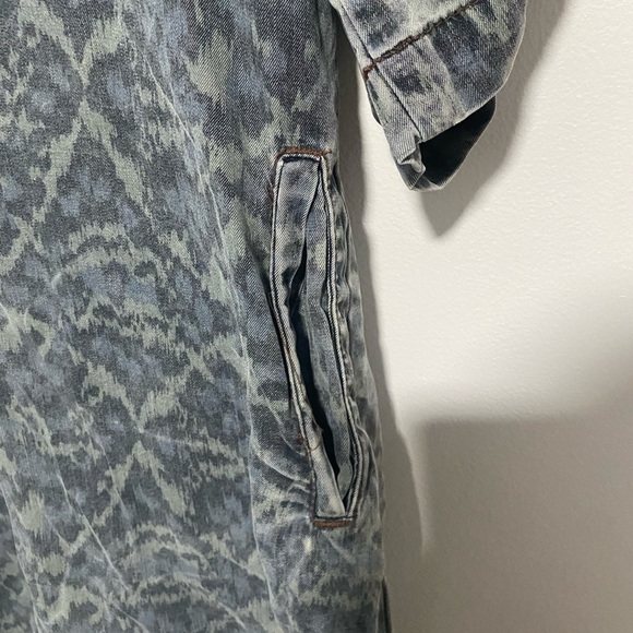Anthropologie Cloth & Stone Dress Womens Medium Gray Blue Green Camo Casual Boho - Picture 6 of 13